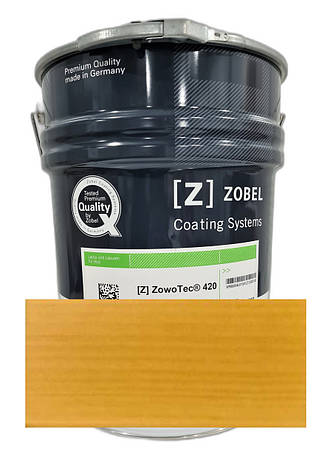 Лак для вікон водний (товстошарова лазур) Zowo-tec 420 EL (тара 20 л), Zobel (Німеччина), колір: Goldteak+Eiche-hell, фото 1
