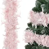Гірлянда шарф-боа із натурального пір'я Springos 300 см святкова новорічна Рожевий, фото 2