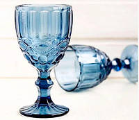 Бокал кубок стеклянный для вина / напитков Винтаж , синий 300 мл