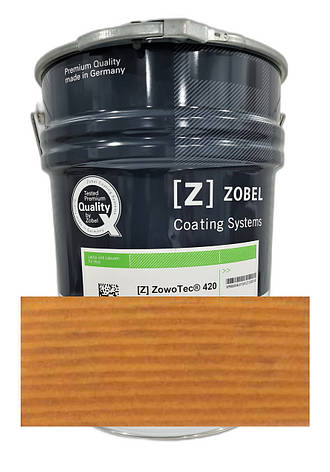 Лак для вікон водний (товстошарова лазур) Zowo-tec 420 EL (тара 20 л), Zobel (Німеччина), колір: Teak, фото 1