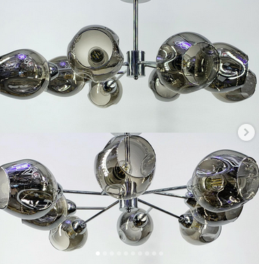 Сучасна серія стельової моделі на 6 та 8 плафонів: графіт та янтар, фото 1