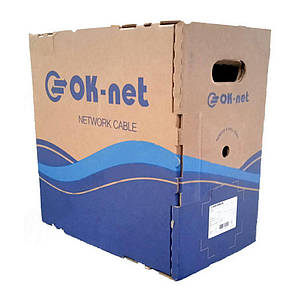 Кабель кручена пара, внутр Одесакабель OK-net КПВ-ВП (350) 4*2*0.51 мм, бухта мідь 305м (U/UTP-cat.5E) сірий