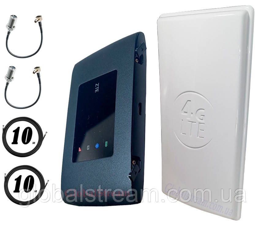 Повний комплект для 4G/LTE/3G з WiFi Роутер ZTE MF920U чорний + Антена планшетна MIMO 2×24dbi (48дб)