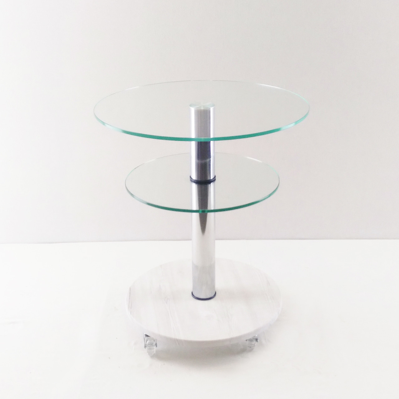 Скляний стіл круглий Commus Bravo Light425 K clear-sosnak-chr60