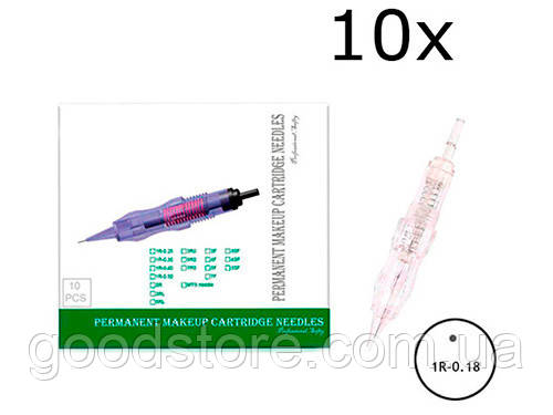 10x Модульна голка 1R 0.18 мм Nano картридж для перманентного макіяжу