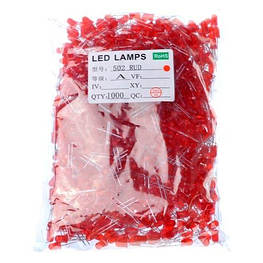 1000x LED світлодіод 5 мм 1.8-2 В 20 мА, червоний