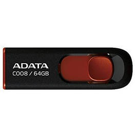 USB флешнакопичувач ADATA 64 GB C008 Black+Red USB 2.0 (AC008-64G-RKD)