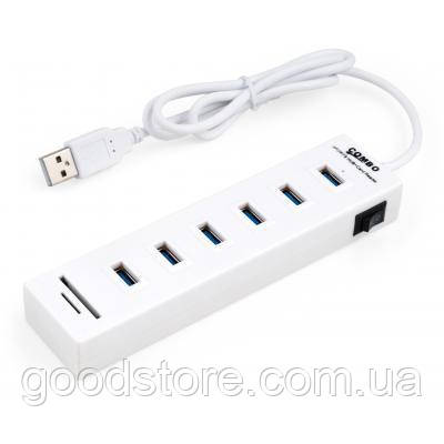 Концентратор Vinga 6xUSB2.0 + card-reader with switch (VCP2H6USBCRSWWH)