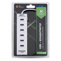 Концентратор Vinga 6xUSB2.0 + card-reader with switch (VCP2H6USBCRSWWH), фото 3