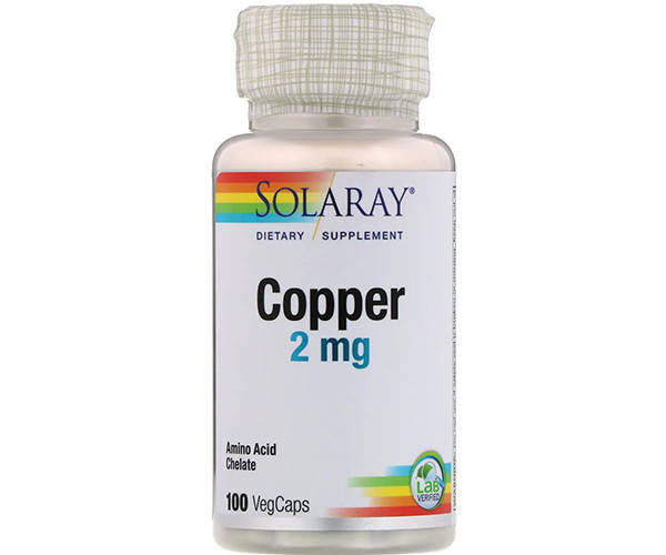 Медь Solaray (Copper Amino Acid Chelate) 2 мг 100 капсул, цена 315 грн ...