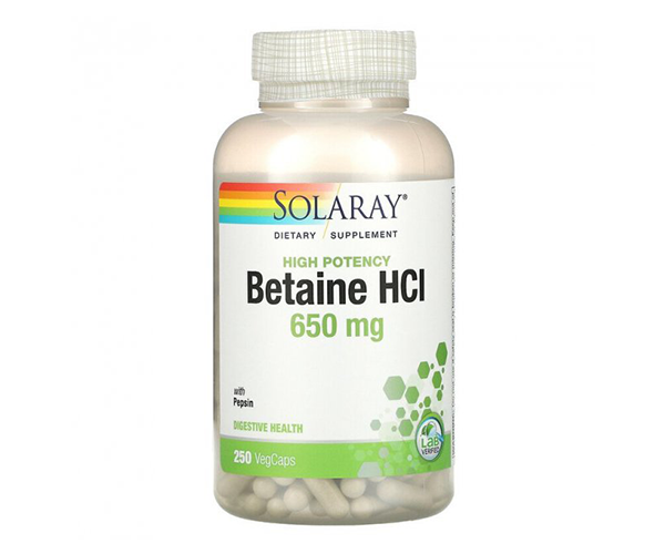Купить Бетаин HCl + пепсин Solaray (HCL with Pepsin) 650 мг, цена 1292 ...
