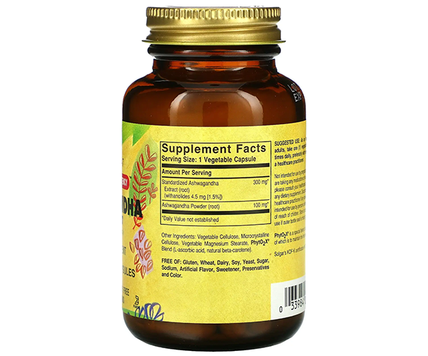 Купить Ашвагандха экстракт корня Solgar (Ashwagandha) 400 мг 60 капсул ...