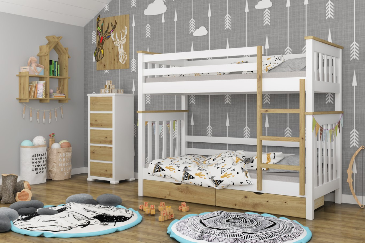 Ліжко Скандинавія Міні MebiGrand двоярусне без ящиків у дитячу кімнату