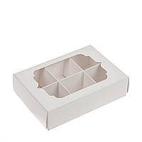 Коробка для цукерок з вікном 130х90х35 (на 6 шт), біла