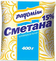 Сметана 15% жирности 400 г, ТМ Радомилк