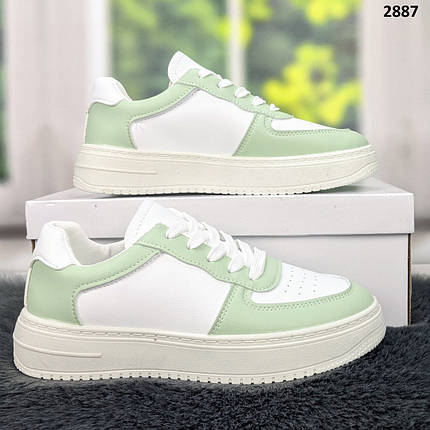 Кросівки жіночі білі із салатовими вставками демісезонні Swin Shoes, фото 1
