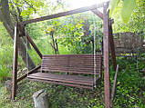 Дерев'яна садова/дачна подвійна гойдалка "Калімантан" (з фарбування з міцного бруса 100 на 100 мм), фото 9