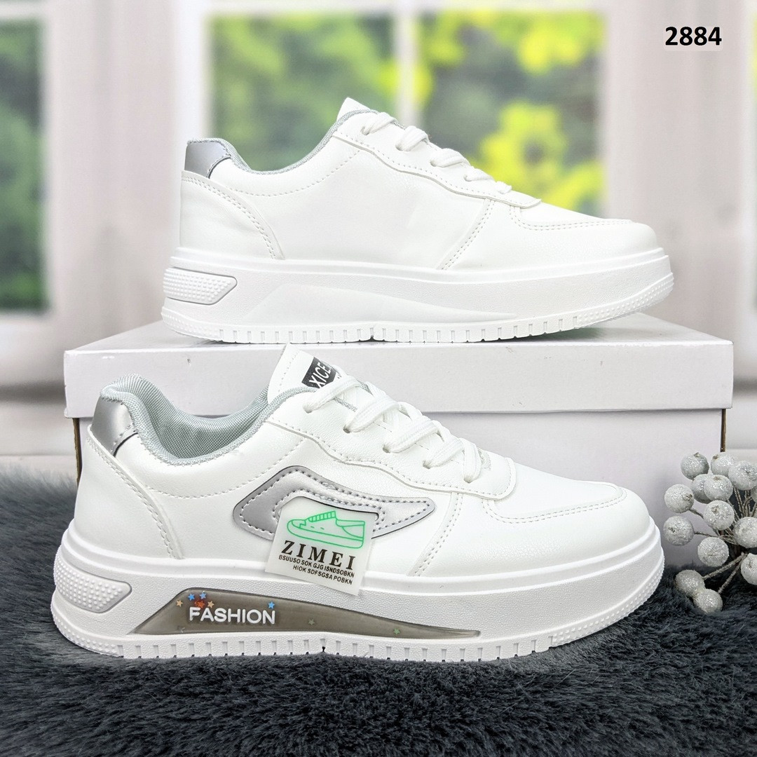 Кросівки жіночі білі на шнурках на високій підошві, фото 1