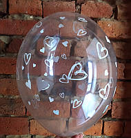 001 Латексна кулька з малюнком Серце білий прозорий кристал 12" 30см Belbal ТМ" Star "