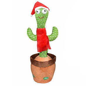 Опт, який говорить танцюючий кактус Нового року з підсвічуванням Dancing Cactus 32 см, що співає, повторення USB Зарядка, фото 2