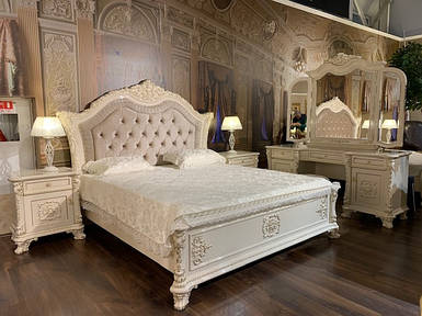Розкішна біла із золотом спальня бароко 180x200 JOSS Абігаль