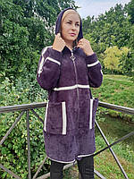 Жіноче пальто з вовни альпака з капюшоном великі розміри