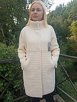 Жіноче пальто з вовни альпака з коміром стійка