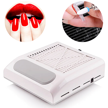 Витяжка для манікюру 858-8 80W з НЕРА-фільтром, Біла / Професійна манікюрна витяжка пилосос