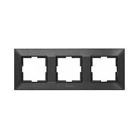 Рамка Panasonic Arkedia Slim чорна потрійна горизонтальна WNTF08032BL-UA