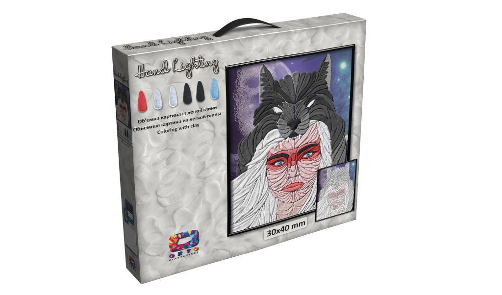 Картина з легкої глини Вовчиця Moon Light Clay 70077 набір для творчості ОКТО аплікація за номерами 3D пластилін