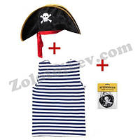 Детский набор Пирата тельняшка, шапка, повязка
