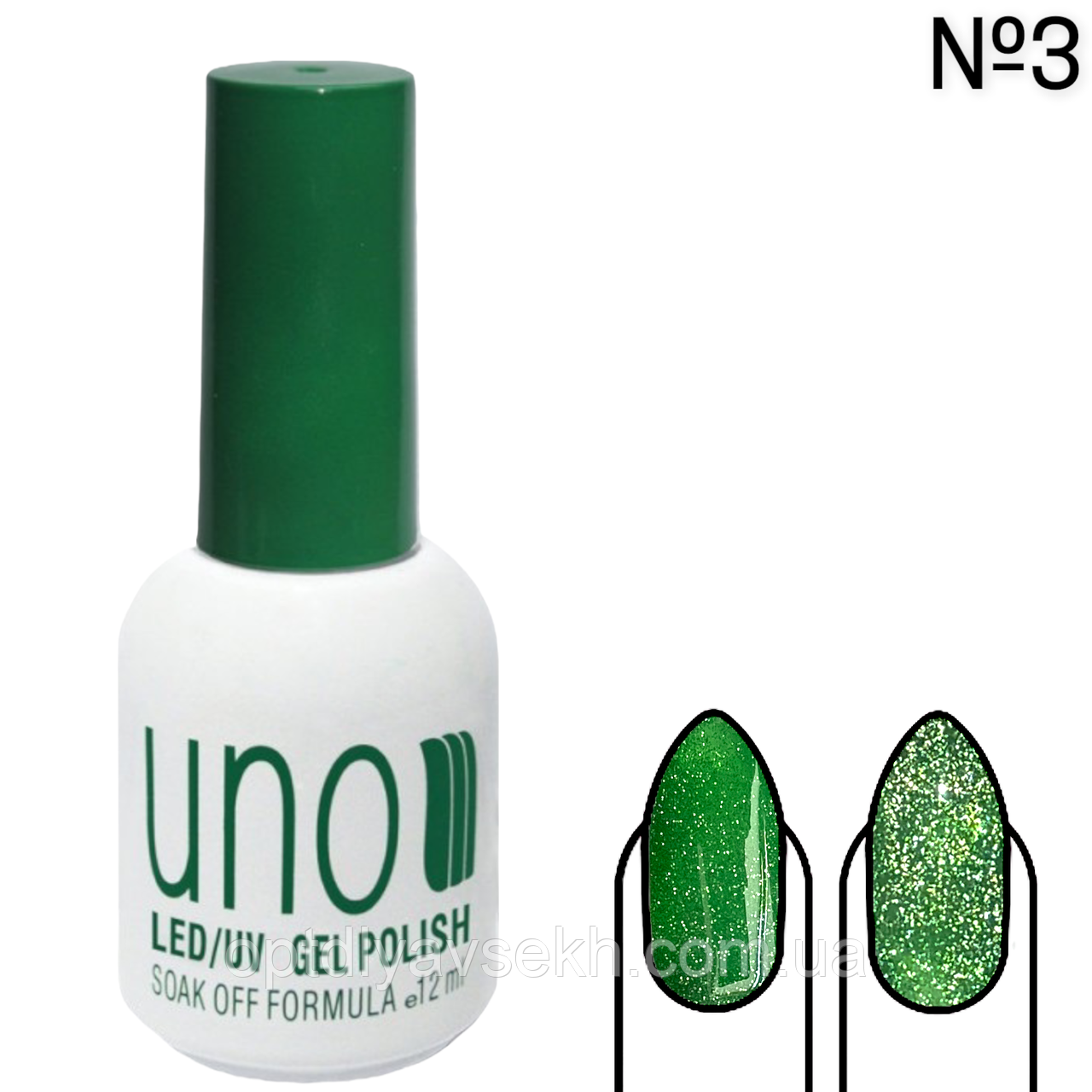 Кольоровий гель-лак зі світловідомим ефектом Professional Disco Gel 12 мл, для покриття нігтей Зелений №03