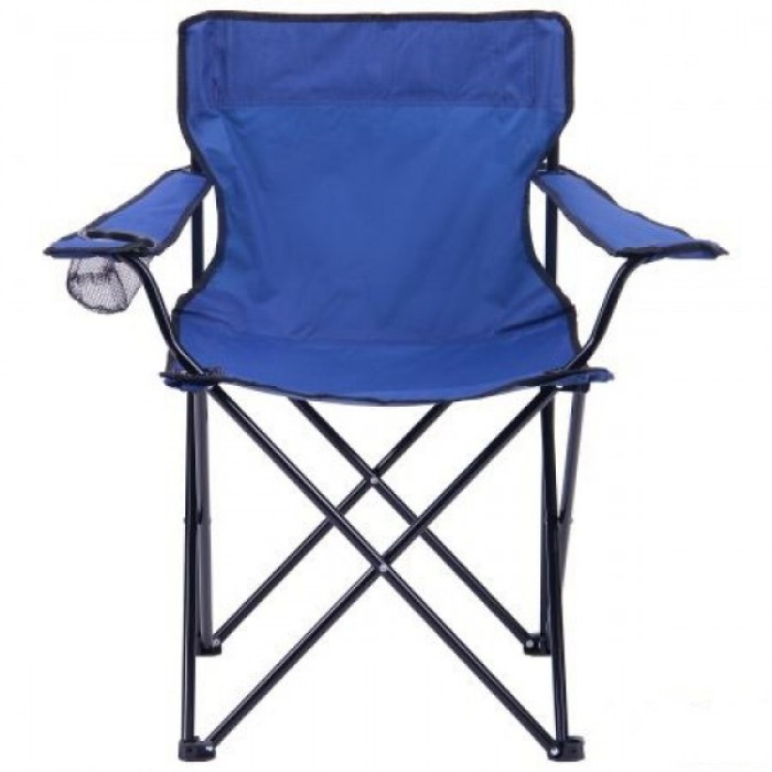Стул раскладной со спинкой WOW HX 001 Кресло туристическое с подстаканником Синий - фото 3 - id-p1668707563