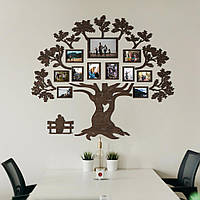Семейное дерево, рамки для фото, фотографий «Happy Family» 11 рамок / Фоторамка / Семейная рамка - Темный орех