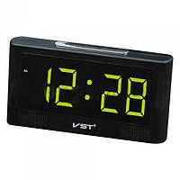 Часы настольные цифровые VST 732Y Электронные USB будильник Зеленая подсветка