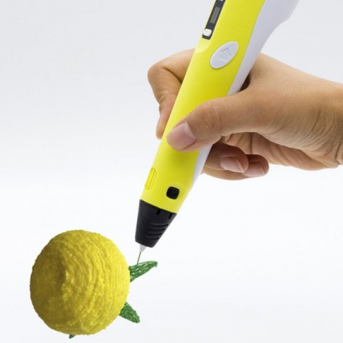 3D Ручка Pen3 MyRiwell для рисования пластиком с LCD дисплеем + трафарет Жёлтая - фото 2 - id-p1668705439