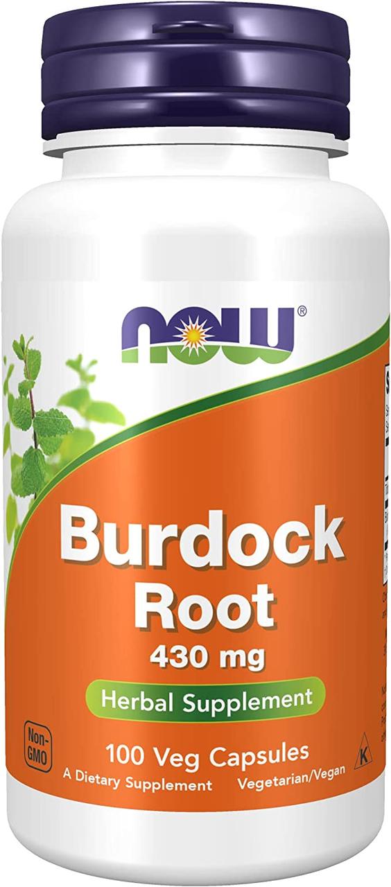 Корінь лопуха (Burdock Root) NOW Foods, 430 мг 100 капсул, фото 1