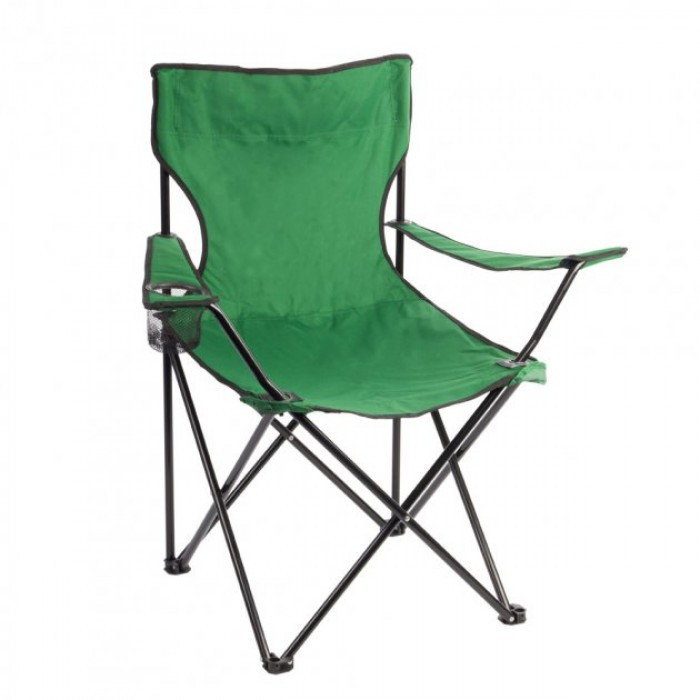 Стул раскладной со спинкой WOW HX 001 Кресло туристическое с подстаканником Зелёный - фото 2 - id-p1668707946