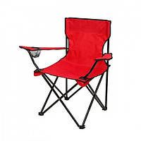 Стул раскладной со спинкой WOW HX 001 Кресло туристическое с подстаканником Красный