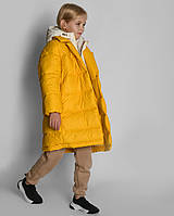 Модный удлиненный пуховик для девочек зимняя куртка в спортивном стиле матовая плащевка 8344-6