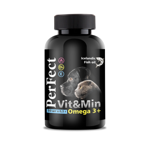 Добавка PerFect Vit&Min Omega 3+ для собак та котів, №50 по 1 г