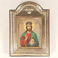 Икона Господа Вседержителя, лик 10х12 см, в пластиковой черной рамке