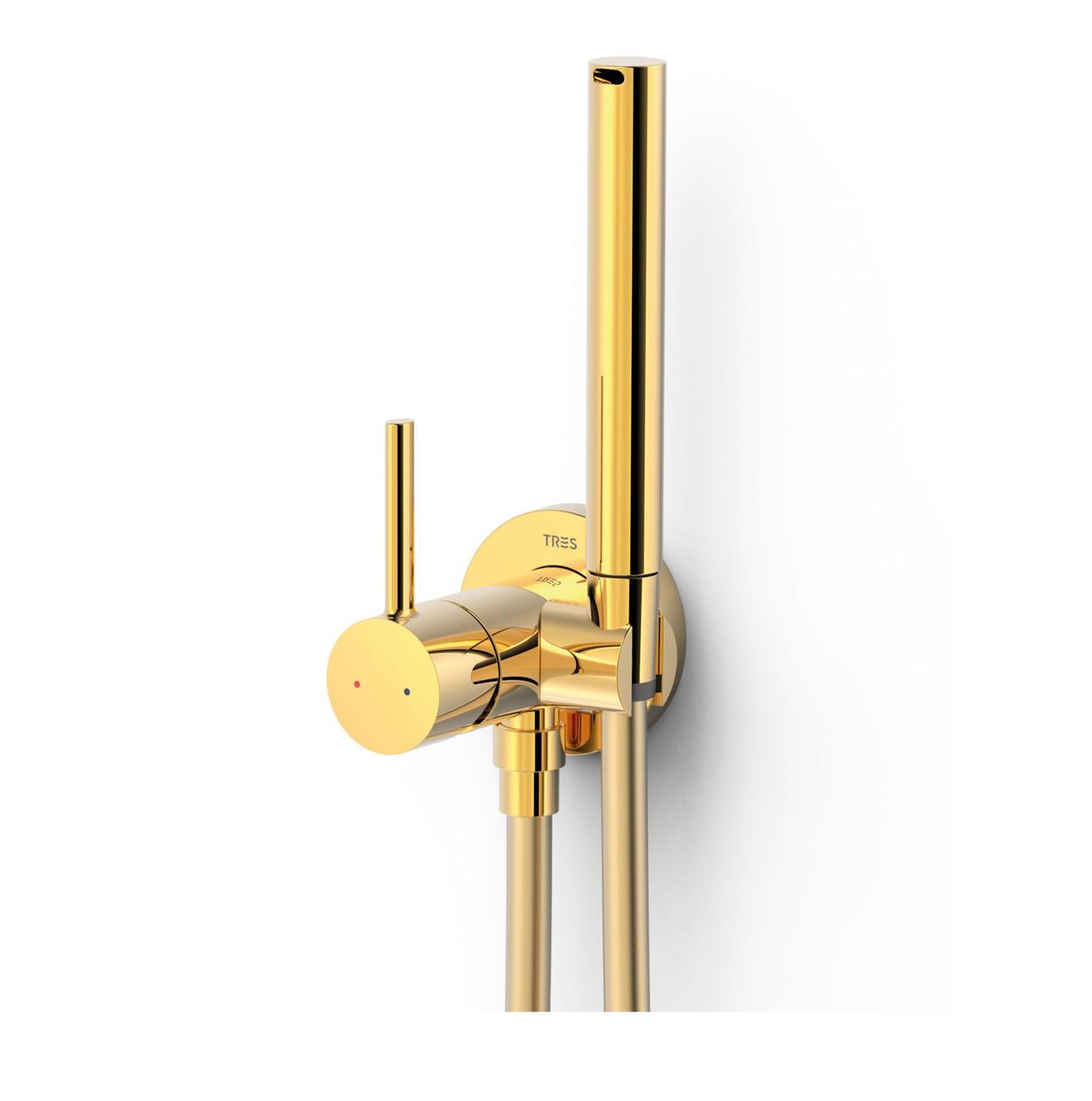Змішувач для гігієнічного душу TRES Max прихованого монтажу золотий латунь 134123OR, фото 1