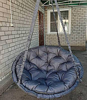 Підвісна гойдалка крісло гамак з круглою подушкою навантаження 200 кг Сірий