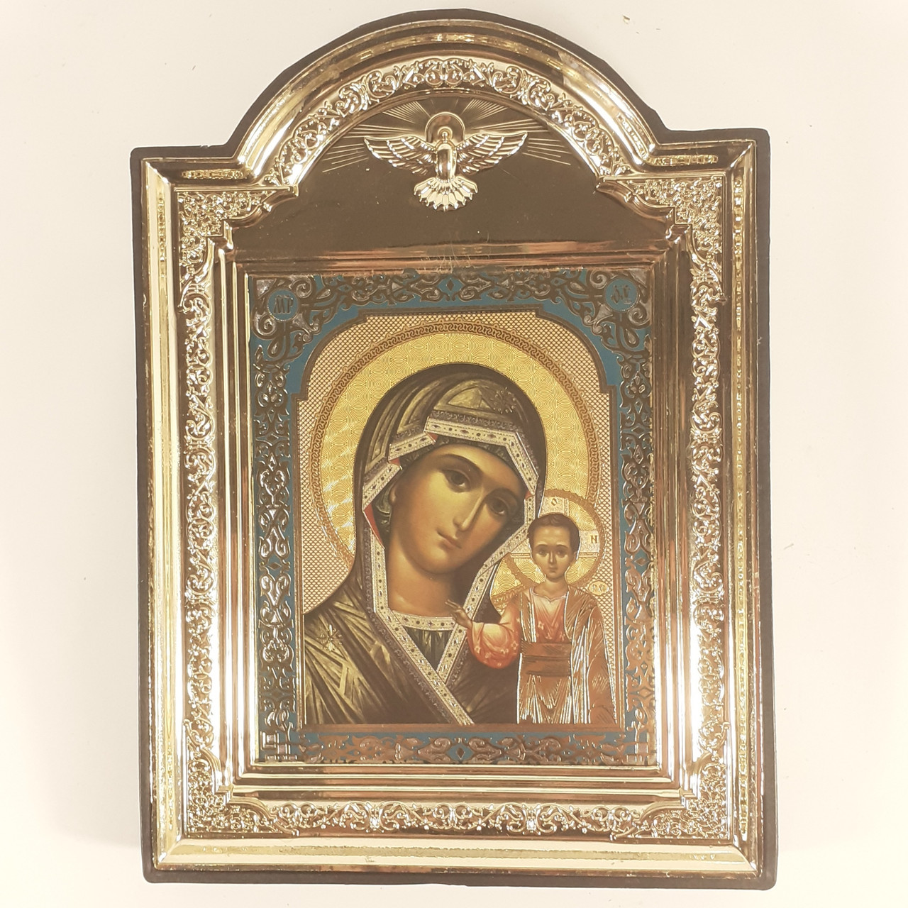 Ікона Казанська Пресвята Богородиця, лик 10х12 см, у пластиковій чорній рамці