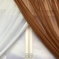 Коротка тюль для спальні із шифону ALBO 300x170 cm Коричнева (KU-139-13), фото 10