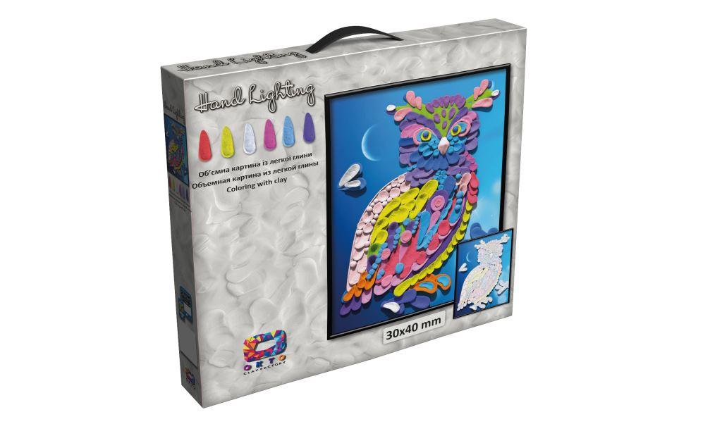 Картина з легкої глини Сова Moon Light Clay 70069 набір для творчості ОКТО аплікація за номерами 3D пластилін, фото 1