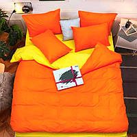 Евро однотонный комплект постельного белья Оранжевый желтый коралловый бязь голд люкс Виталина 200х220