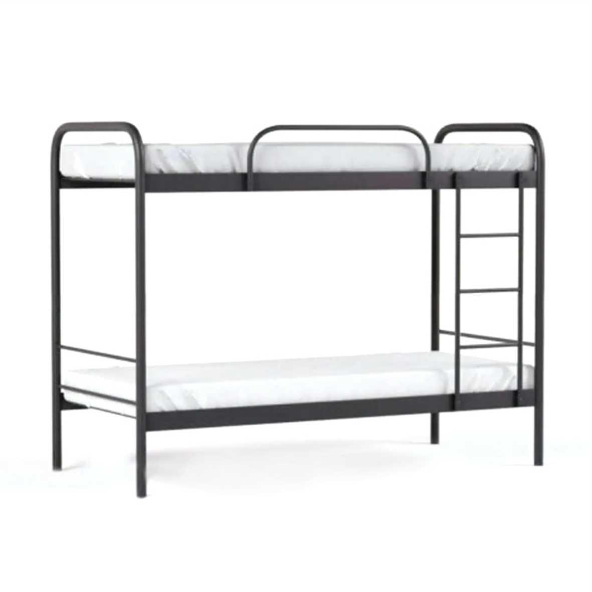 Металеве двоярусне ліжко для казарм, гуртожитків, гостівок зі сходами та перилами, фото 1