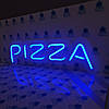 Неонова вивіска "Піцца" 600х170 мм синя з диммером і блоком живлення, фото 3